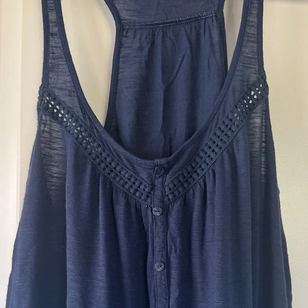 Aeropostale Dark Blue Lace-Trimmed Tank Top / M28 - Picture 2 of 4